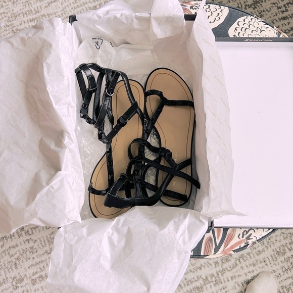 Rebecca Minkoff Black Leather Georgina Gladiator Sandals Women’s Size 7 - Picture 10 of 10